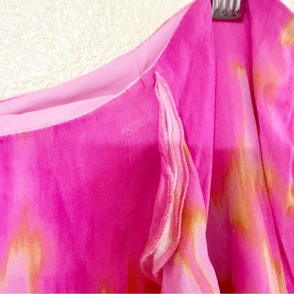 The Wolf Gang Rhapsody Maxi Skirt Candy Haze Frilly High Slit Hot Pink Floral - Picture 8 of 13